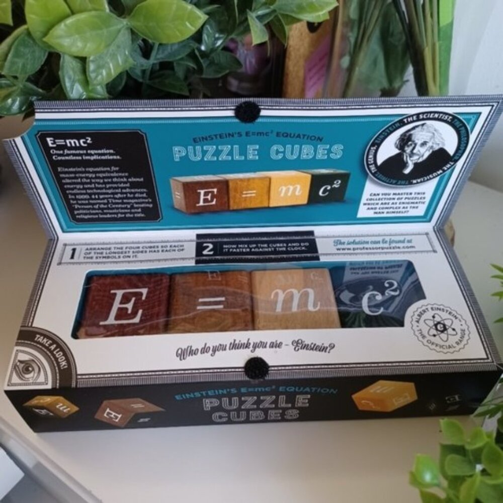 Professor Puzzle Einstein E=mc² Wooden Cube Puzzle 3D Brain Teaser STEM NIB - Picture 2 of 6